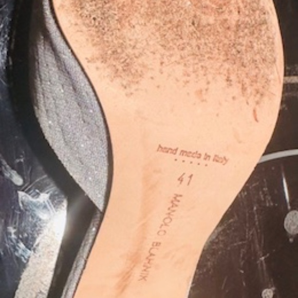 MANOLO BLAHNIK Metallic Silver Crystal Buckle CASSIADO Heel Sandals EU 41 - Picture 11 of 16